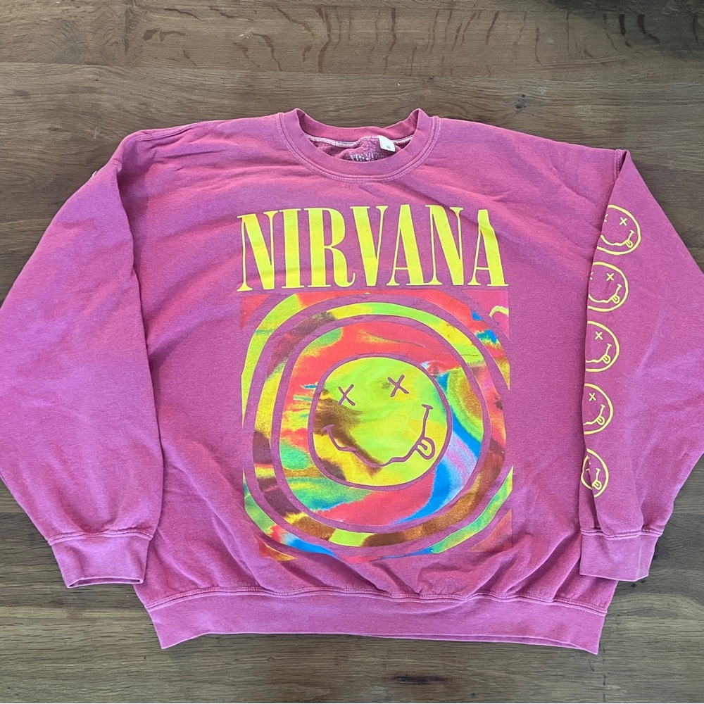 Nirvana Smile Overdyed Crew Neck Sweatshirt
